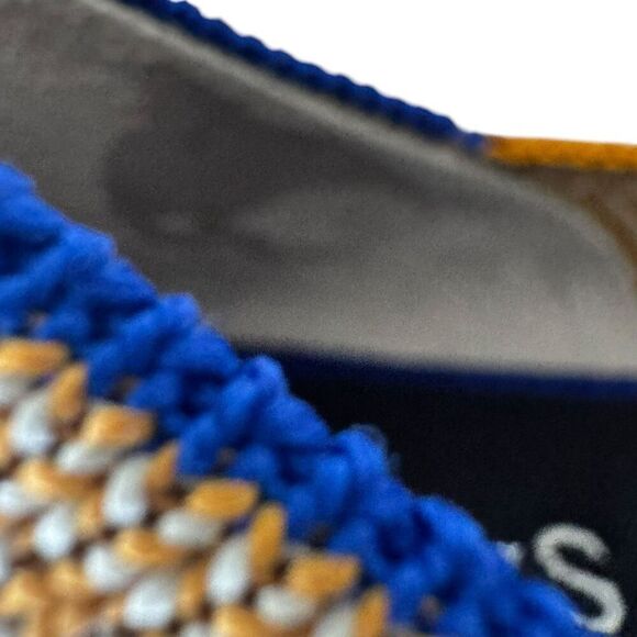 Rothy’s The Point Toe Yellow White Chevron Slip On Shoes Ballet Flats Knit  Sz 7 - Picture 14 of 15